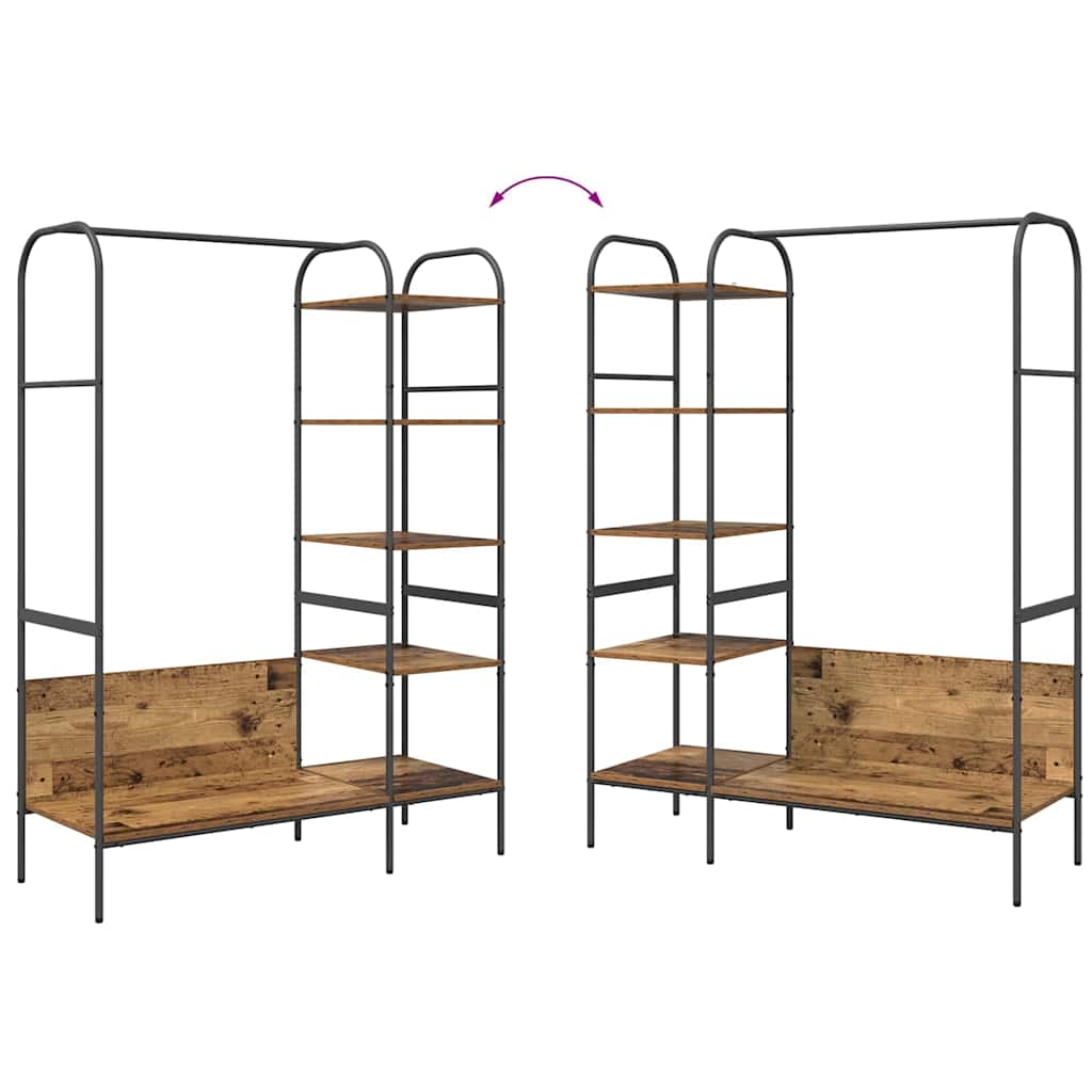 Clothes Rack Brown Oak 120 x 44 x 160 cm Engineered Wood