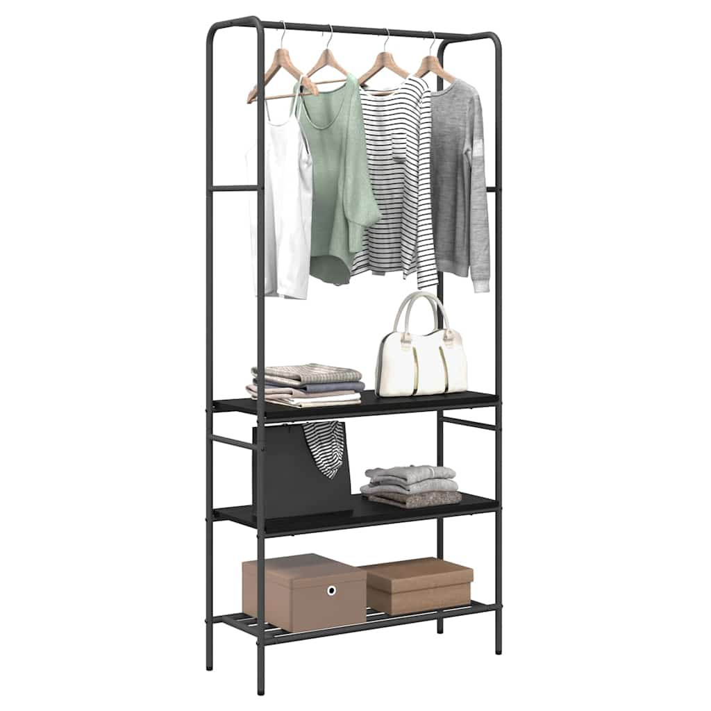 Clothes Rack with Shelves Black oak 77 x 30 x 171 cm