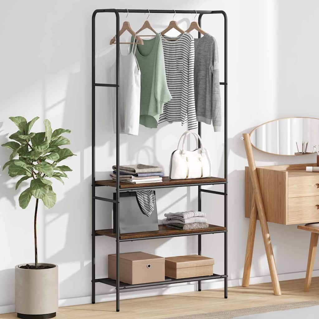 Clothes Rack with Shelves Smoked oak 77 x 30 x 171 cm