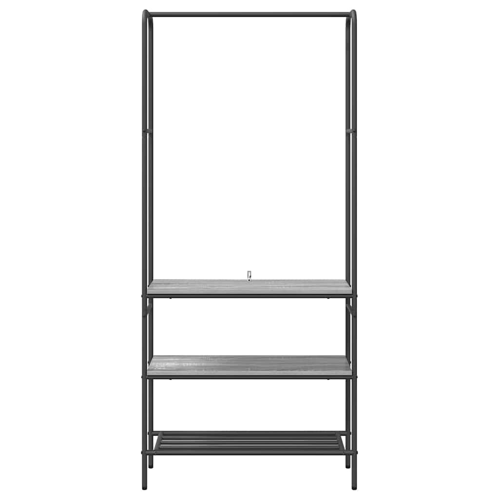 Clothes Rack with Shelves Grey sonoma 77 x 30 x 171 cm
