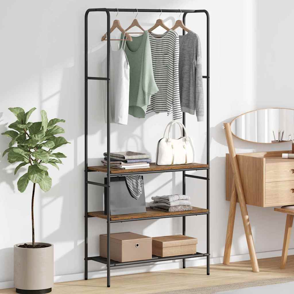Clothes Rack with Shelves Old wood 77 x 30 x 171 cm