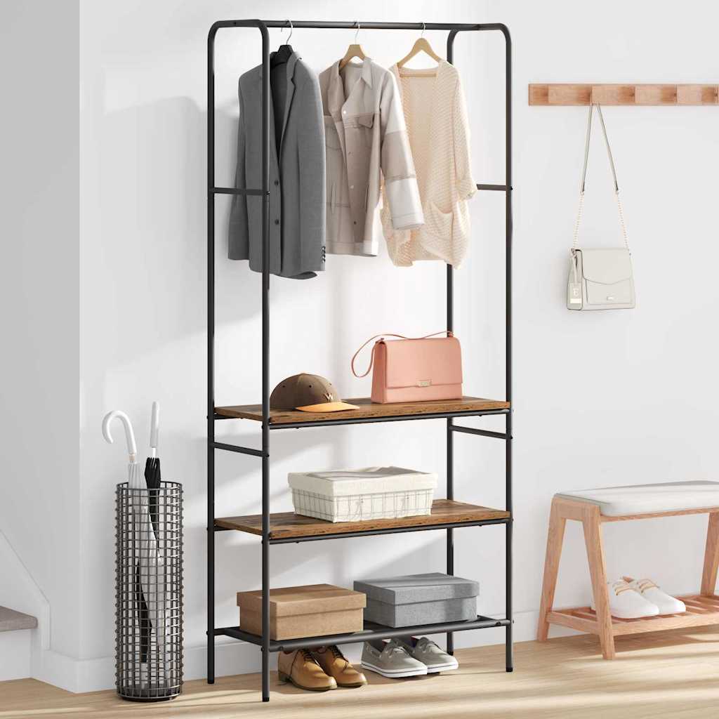 Clothes Rack with Shelves Old wood 77 x 30 x 171 cm