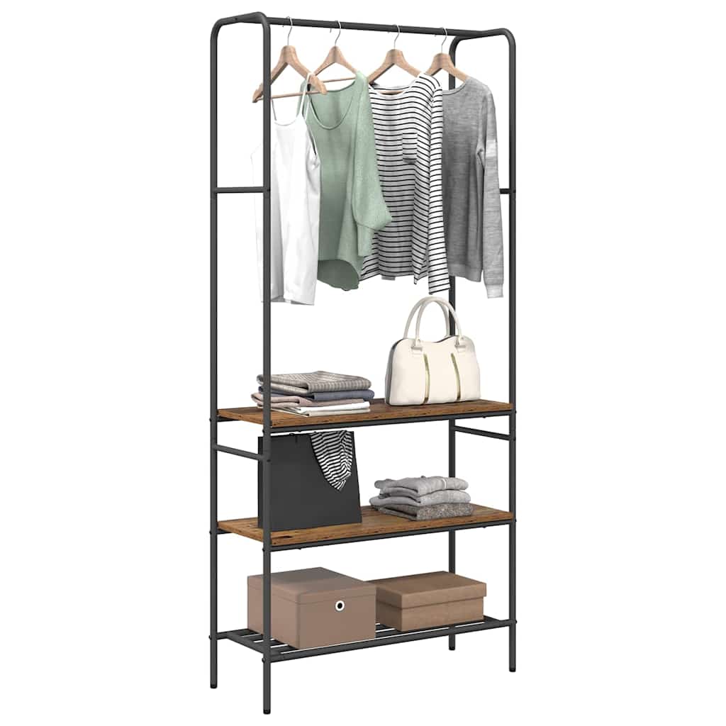 Clothes Rack with Shelves Old wood 77 x 30 x 171 cm