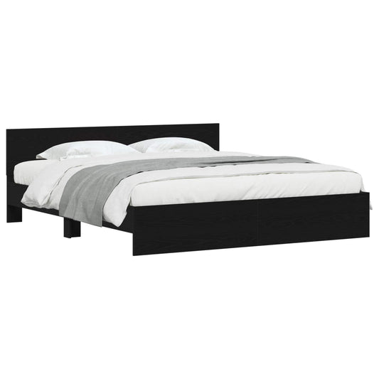 Bed Frame with Headboard Black Oak 203 x 185 x 70 cm