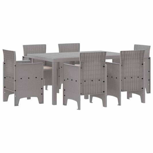 Garden Dining Set 7 pcs Light Grey Polt rattan