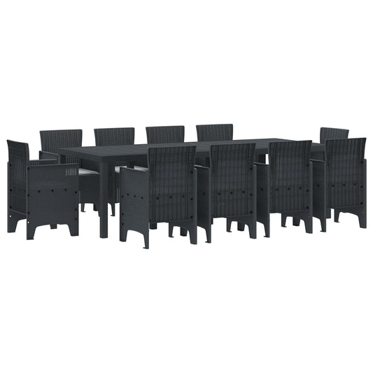 Garden Dining Set 11 pcs Anthracite Polypropylene