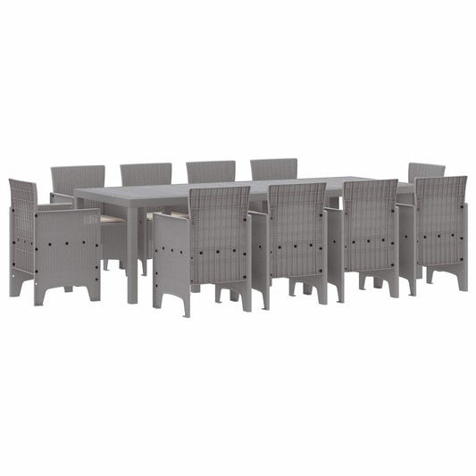 Garden Dining Set 11 pcs Light Grey Polypropylene