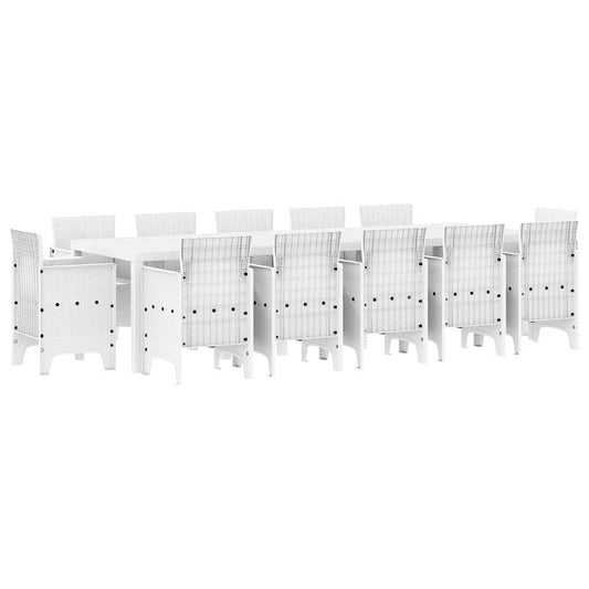 Garden Dining Set 13 pcs White Poly rattan