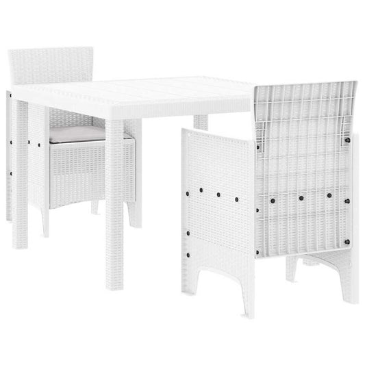Garden Dining Set 3 pcs White Polypropylene