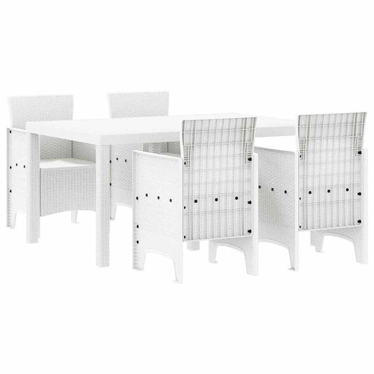 Garden Dining Set 5 pcs White Polt rattan