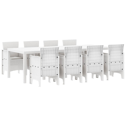 Garden Dining Set 9 pcs White Polypropylene