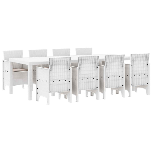 Garden Dining Set 9 pcs Light Grey Polypropylene