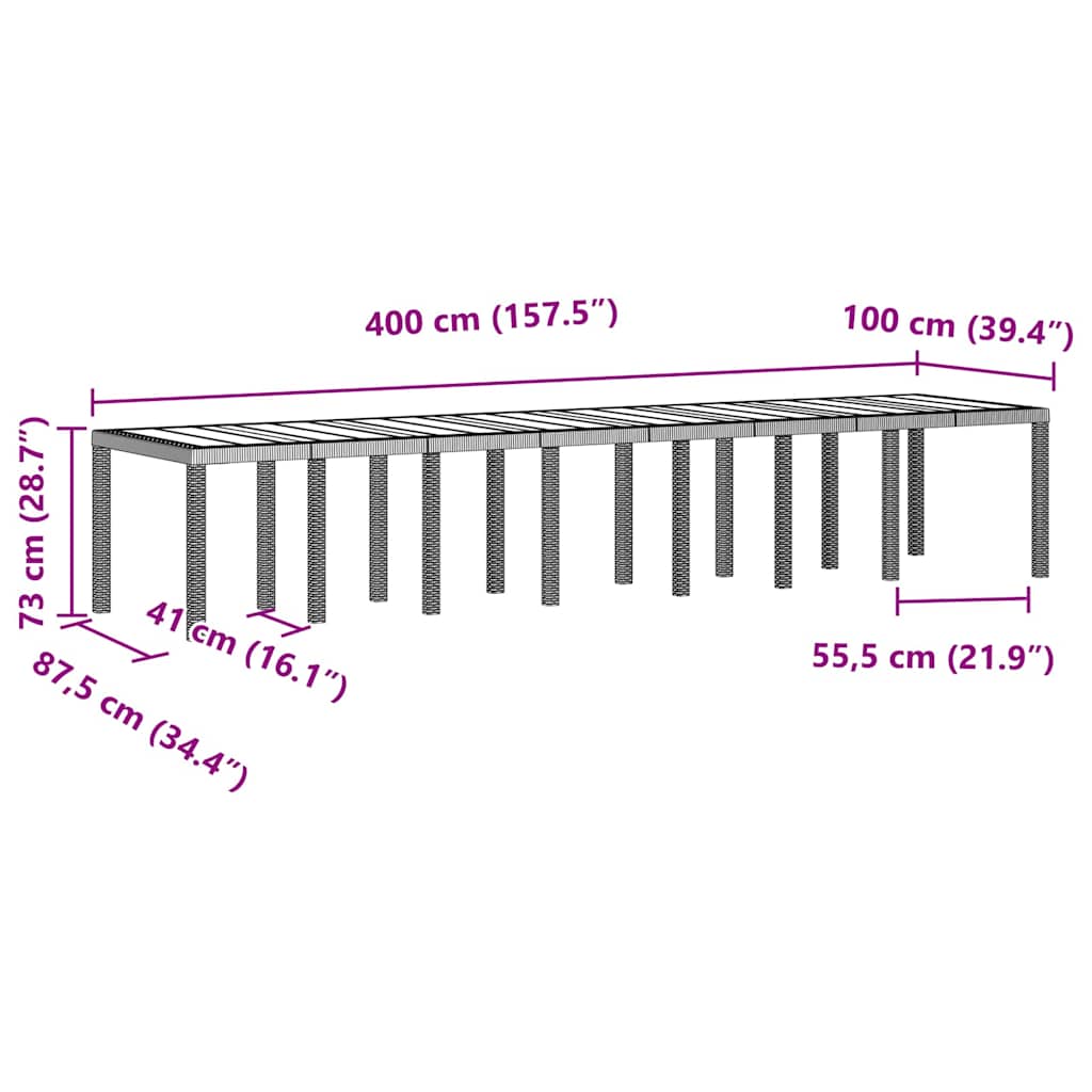 Garden Dining Set with Cushions 15 pcs White PP