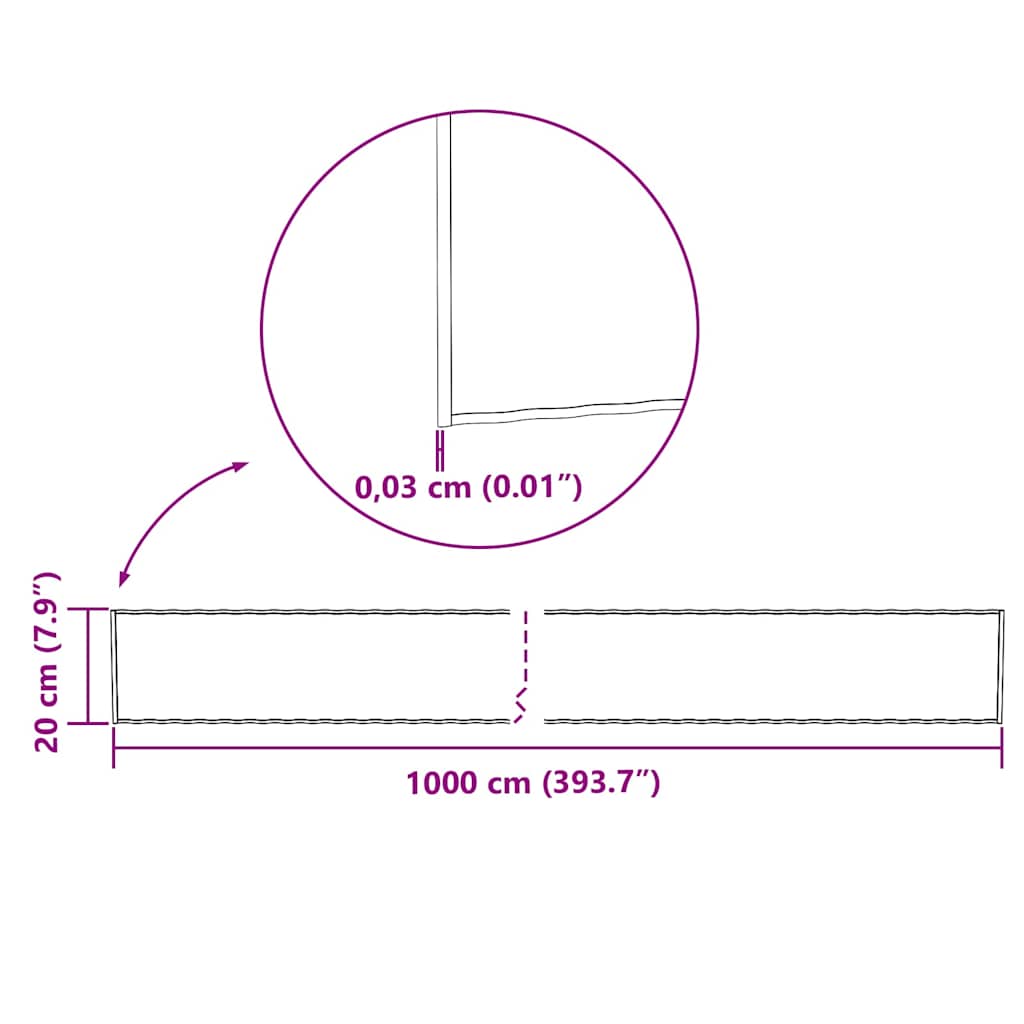 Lawn Edge 1000 x 20 x 0.03 cm Galvanized Steel Silver
