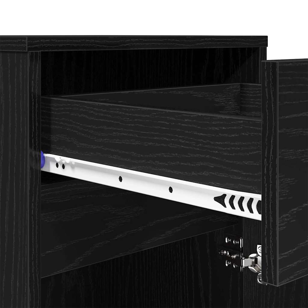 LED Bedside Cabinet 2 pcs Black oak 38 x 34 x 61 cm