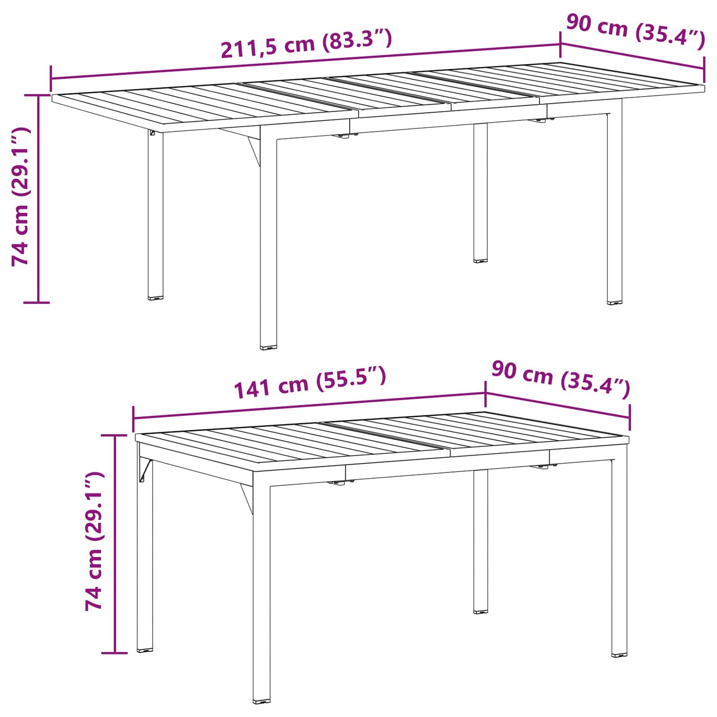 Garden Dining Set 11 pcs Anthracite Powder-coated Steel