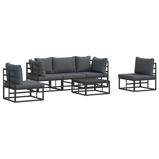 Garden Sofa Set 6 pcs Black Aluminium