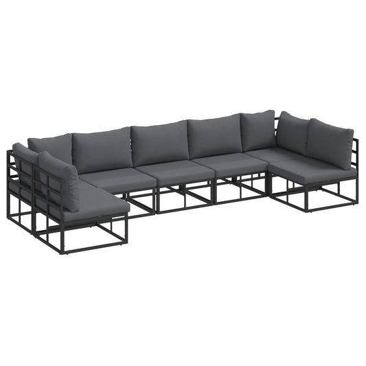 Garden Sofa Set 7 pcs Black Aluminium