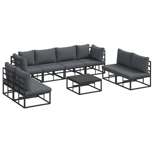 Garden Sofa Set 9 pcs Black Aluminium