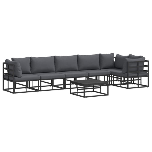 Garden Sofa Set 7 pcs Black Aluminium