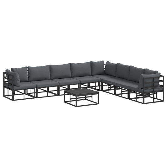 Garden Sofa Set 9 pcs Black Aluminium