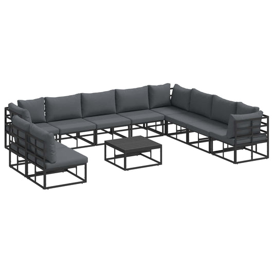 Garden Sofa Set 11 pcs Black Aluminium