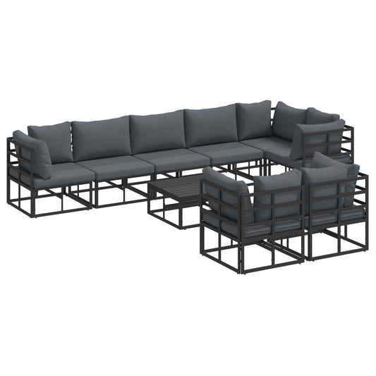 Garden Sofa Set 9 pcs Black Aluminium