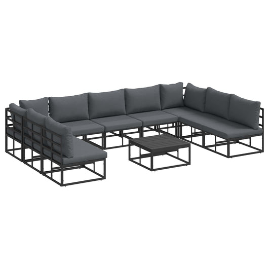 Garden Sofa Set 10 pcs Black Aluminium
