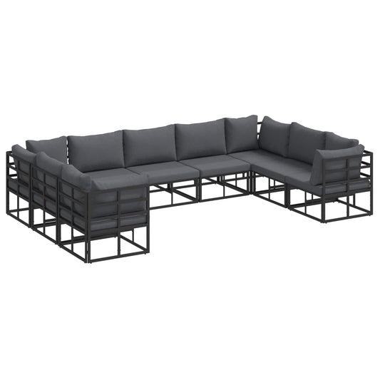 Garden Sofa Set 9 pcs Black Aluminium