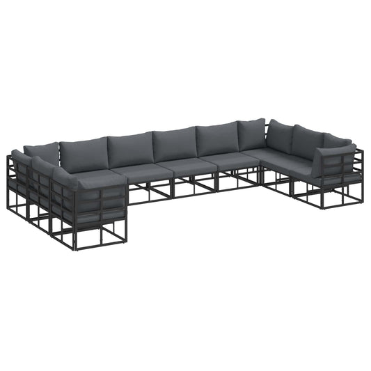 Garden Sofa Set 10 pcs Black Aluminium