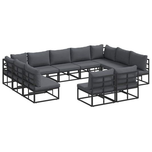 Garden Sofa Set 11 pcs Black Aluminium
