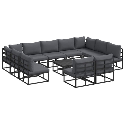 Garden Sofa Set 12 pcs Black Aluminium