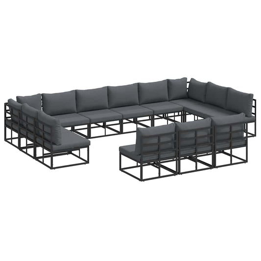 Garden Sofa Set 13 pcs Black Aluminium