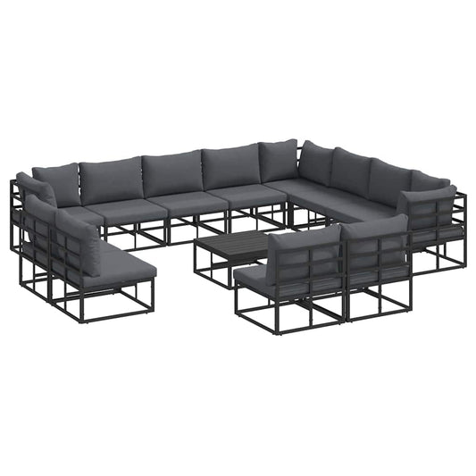 Garden Sofa Set 13 pcs Black Aluminium