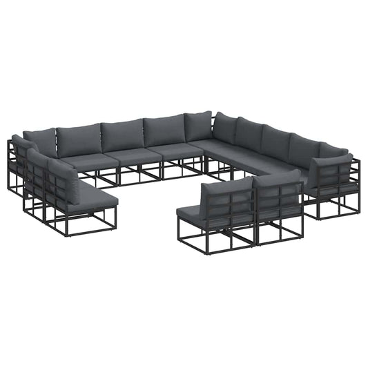 Garden Sofa Set 13 pcs Black Aluminium