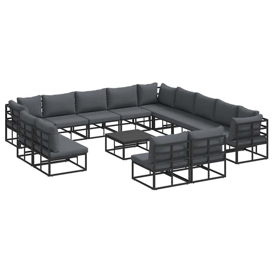Garden Sofa Set 14 pcs Black Aluminium