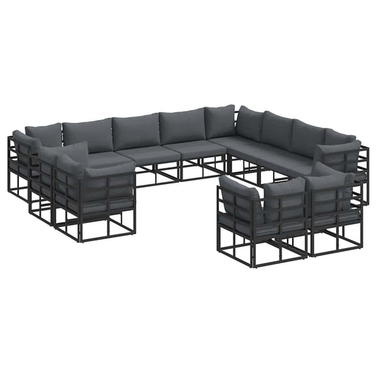 Garden Sofa Set 12 pcs Black Aluminium