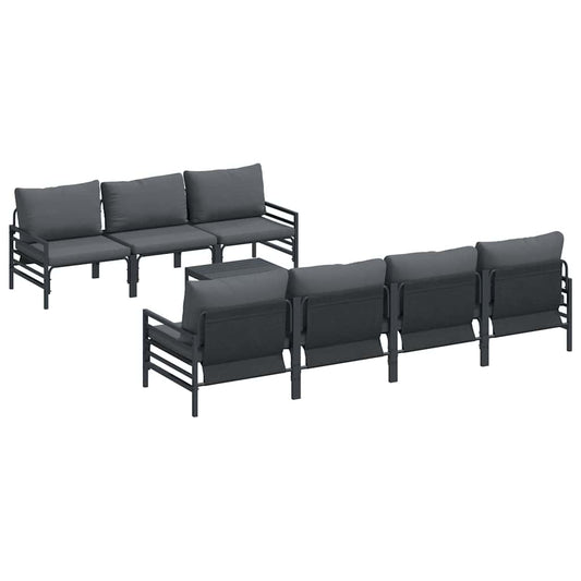 Garden Sofa Set 8 pcs Black Steel