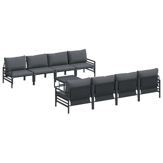 Garden Sofa Set 9 pcs Black Steel