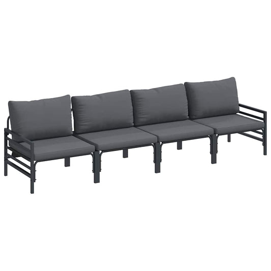 Garden Sofa Set 4 pcs Black Steel