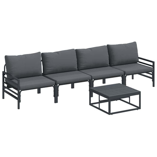 Garden Sofa Set 5 pcs Black Steel