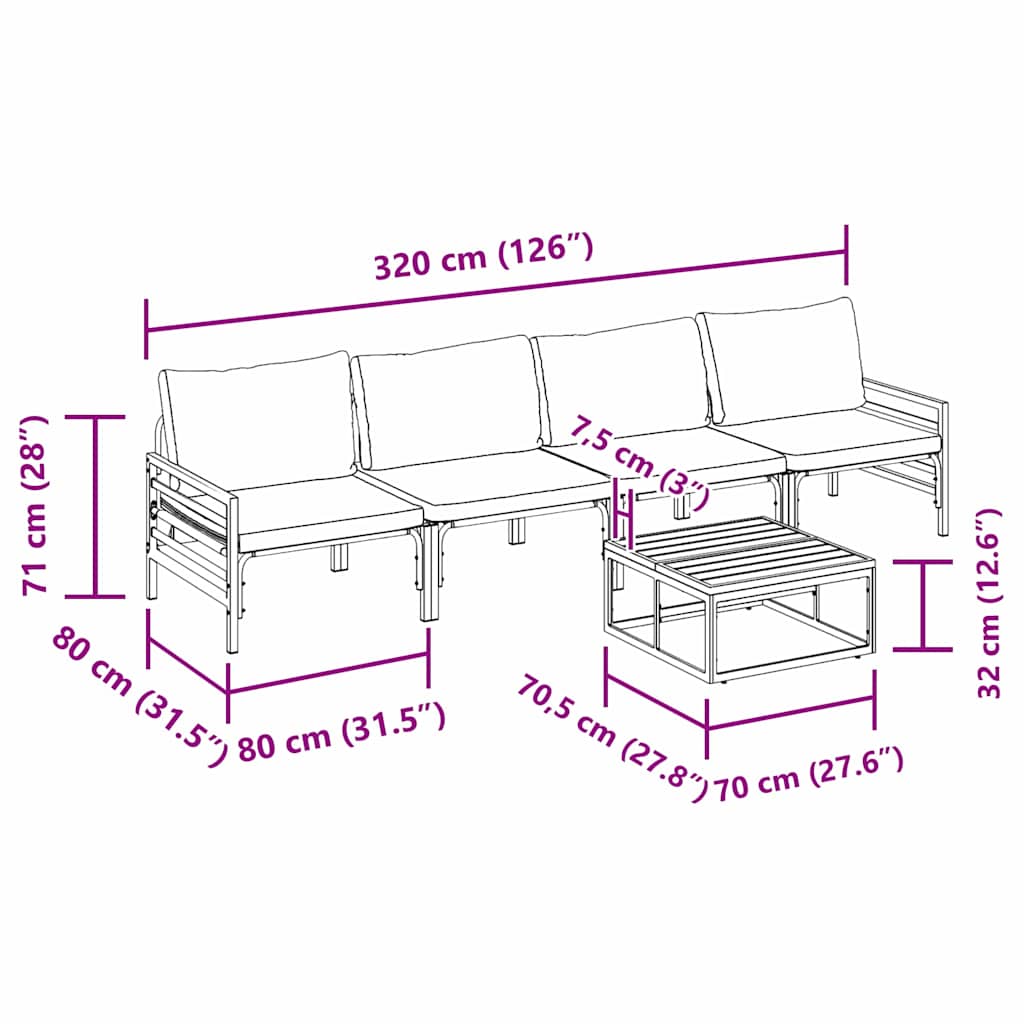 Garden Sofa Set 5 pcs Black Steel