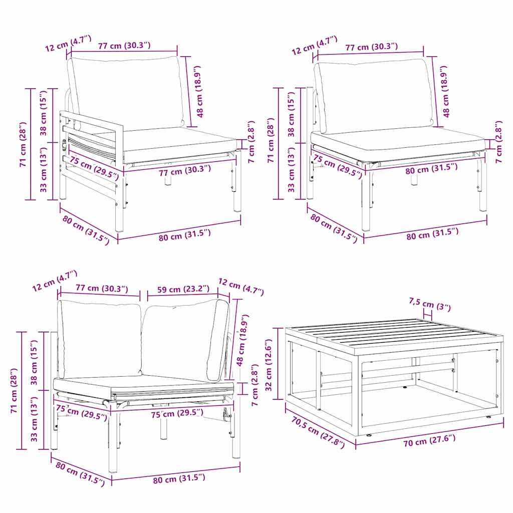 Garden Sofa Set 9 pcs Black Steel