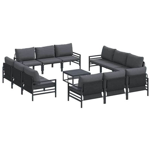 Garden Sofa Set 13 pcs Black Steel
