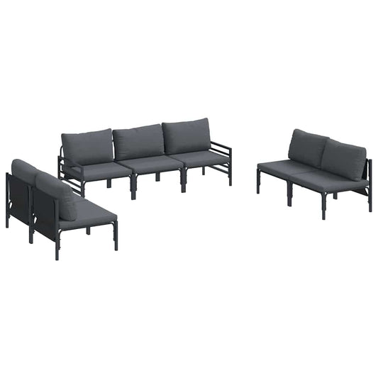 Garden Sofa Set 7 pcs Black Steel