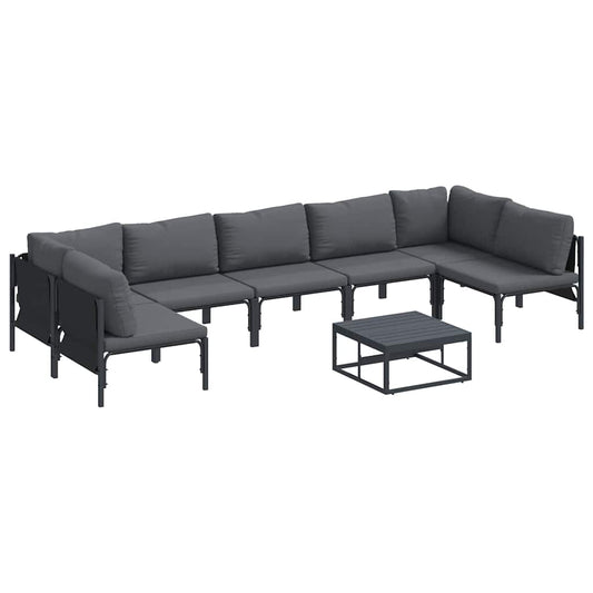 Garden Sofa Set 8 pcs Black Steel