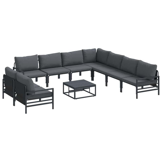 Garden Sofa Set 10 pcs Black Steel