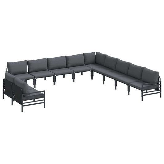 Garden Sofa Set 11 pcs Black Steel
