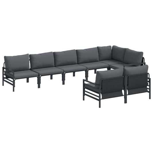 Garden Sofa Set 8 pcs Black Steel