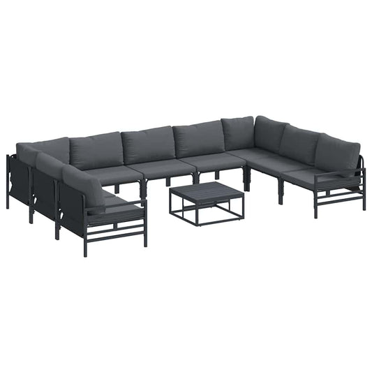 Garden Sofa Set 10 pcs Black Steel